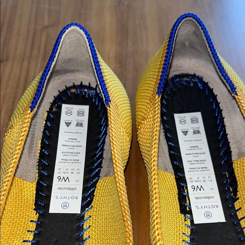 Rothy's Yellow and Blue Pointed-Toe Flats - Picture 5 of 7